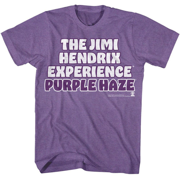 Jimi Hendrix-Jimi Hendrix Purple Haze-Purple Heather Adult S/S T-Shirt - Purple Heather