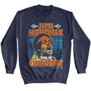 Jimi Hendrix-Jimi Hendrix In Concert Poster-Navy Adult L/S Sweatshirt-S - Navy