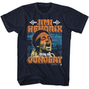 Jimi Hendrix-Jimi Hendrix In Concert Poster-Navy Adult S/S T-Shirt - Navy