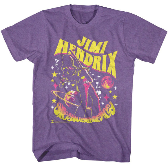 Jimi Hendrix-Jimi Hendrix Space Concert-Purple Heather Adult S/S T-Shirt - Purple Heather