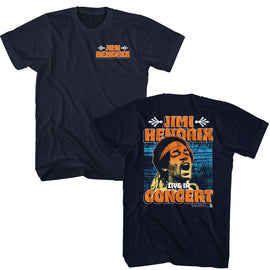 Jimi Hendrix-Jimi Hendrix In Concert Front And Back-Navy Adult S/S T-Shirt S ***F&B*** - Navy