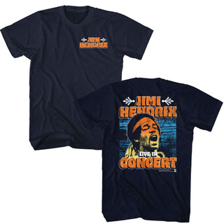 Jimi Hendrix Jimi Hendrix In Concert Front And Back Adult T-Shirts