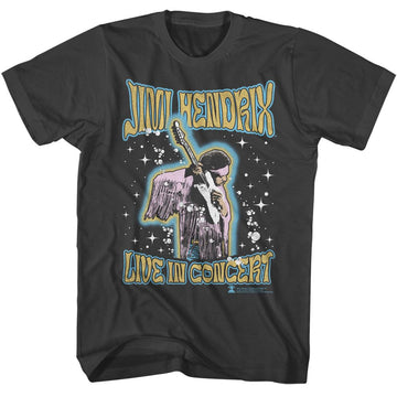 Jimi Hendrix-Jimi Hendrix Guitar Playing Outer Glow-Smoke Adult S/S T-Shirt - Smoke