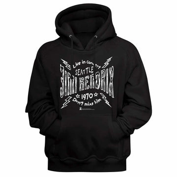 Jimi Hendrix Seattle 70 Lightning Black Adult Hooded Sweatshirt