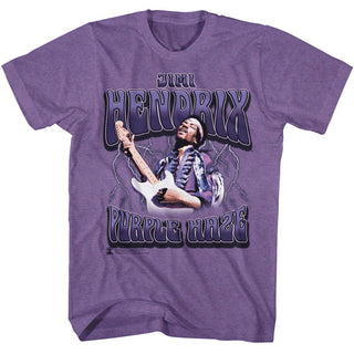 Jimi Hendrix Jimi Hendrix Purple Haze Lightning Adult T-Shirts