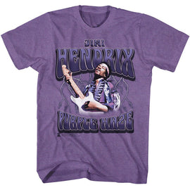 Jimi Hendrix-Jimi Hendrix Purple Haze Lightning-Purple Heather Adult S/S T-Shirt - Purple Heather