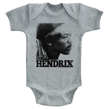 Jimi Hendrix-Vintage Face-Gray Heather Infant S/S Bodysuit-6M - Gray Heather