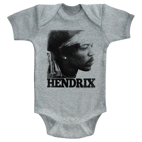 Jimi Hendrix-Vintage Face-Gray Heather Infant S/S Bodysuit-6M - Gray Heather
