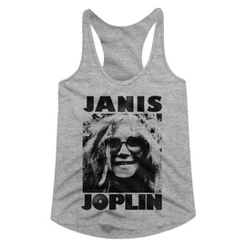 Janis Joplin-Janis-Gray Heather Ladies Slimfit Racerback-S - Gray Heather
