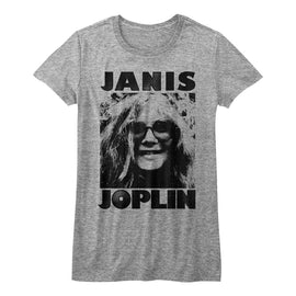 Janis Joplin-Janis-Athletic Heather Ladies S/S T-Shirt - Athletic Heather