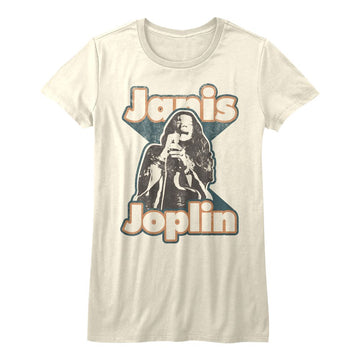 Janis Joplin-Janis-Vintage White Ladies S/S T-Shirt - Vintage White