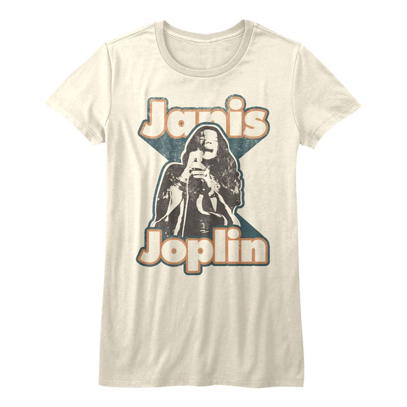 Janis Joplin-Janis-Vintage White Ladies S/S T-Shirt - Vintage White