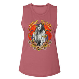Janis Joplin-Collage-Smoked Paprika Ladies Muscle Tank-S - Smoked Paprika