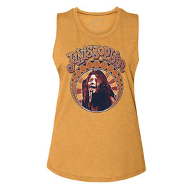 Janis Joplin-Nouveau Circle-Antique Gold Ladies Muscle Tank-S - Antique Gold