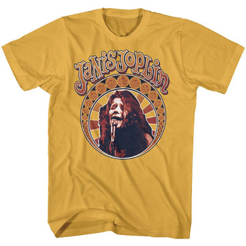 Janis Joplin-Nouveau Circle-Ginger Adult S/S T-Shirt - Ginger