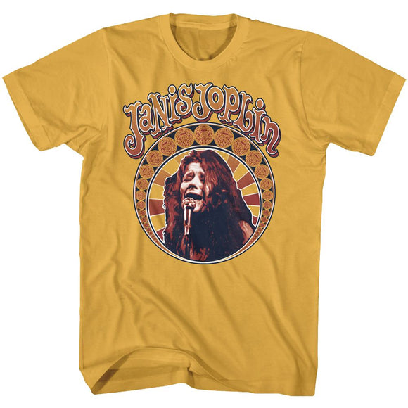 Janis Joplin-Nouveau Circle-Ginger Adult S/S T-Shirt - Ginger