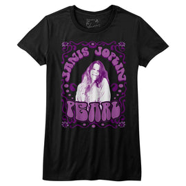 Janis Joplin-Pearl-Black Ladies S/S T-Shirt - Black