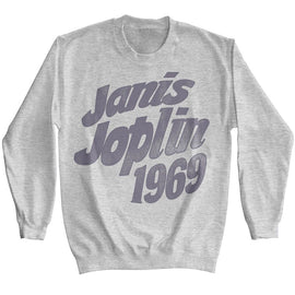 Janis Joplin-Janis Joplin 1969-Sport Gray Adult L/S Sweatshirt-S - Sport Gray