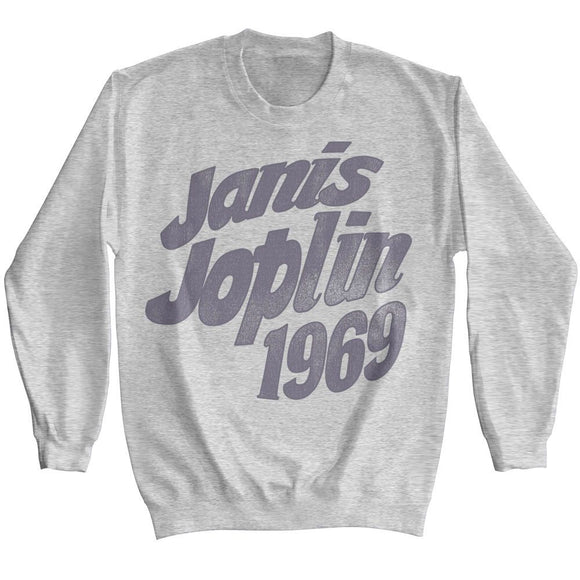 Janis Joplin-Janis Joplin 1969-Sport Gray Adult L/S Sweatshirt-S - Sport Gray