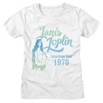 Janis Joplin-Gradient-White Ladies S/S T-Shirt - White