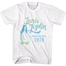 Janis Joplin-Gradient-White Adult S/S T-Shirt - White