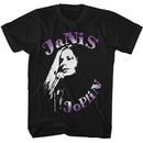 Janis Joplin-Janis Joplin Janis On The Mic-Black Adult S/S T-Shirt - Black