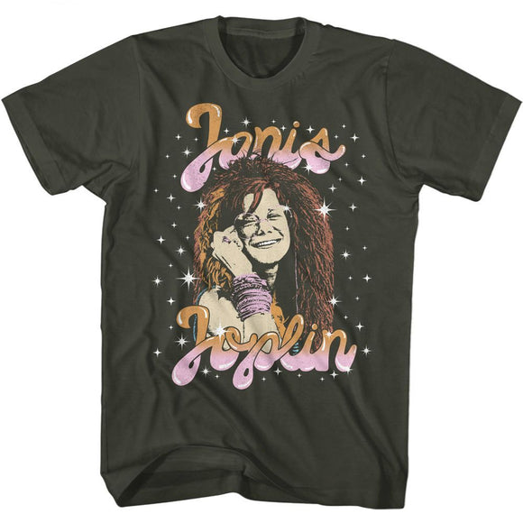 Janis Joplin-Janis Joplin Sparkle-Smoke Adult S/S T-Shirt - Smoke