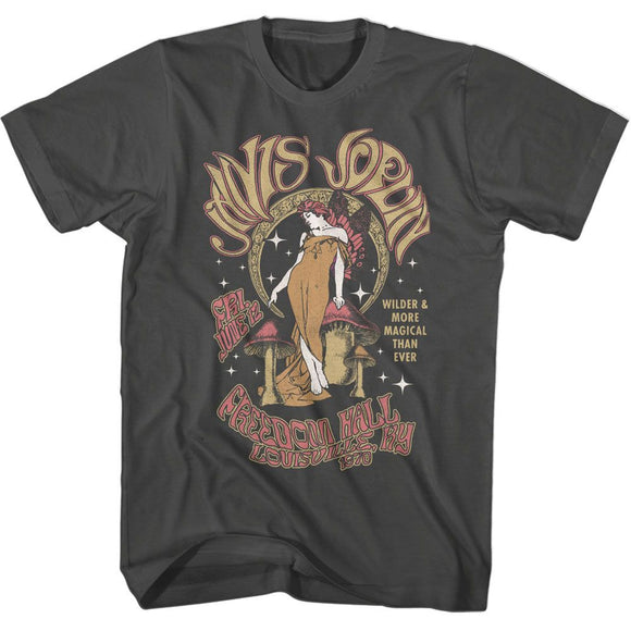 Janis Joplin-Janis Joplin Fairy And Moon-Smoke Adult S/S T-Shirt - Smoke