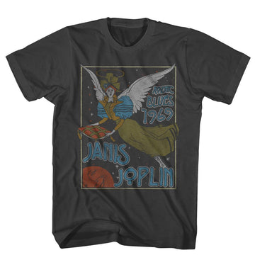 Janis Joplin-Janis Joplin Noveau Angel-Smoke Adult S/S T-Shirt - Smoke