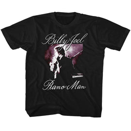 Billy Joel-Piano Man-Black Youth S/S T-Shirt-Xs (5-6) - Black