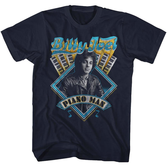 Billy Joel-Billy Joel-Navy Adult S/S T-Shirt - Navy