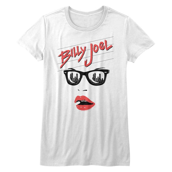 Billy Joel-Lips-White Ladies S/S T-Shirt - White