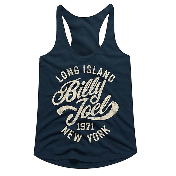 Billy Joel-Long Island-Midnight Navy Ladies Racerback-Xs - Midnight Navy