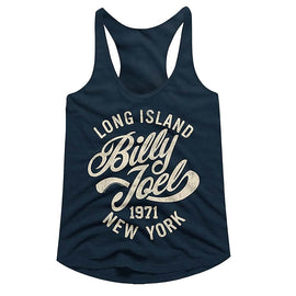 Billy Joel-Long Island-Midnight Navy Ladies Racerback-S - Midnight Navy