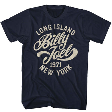 Billy Joel-Long Island-Navy Adult S/S T-Shirt - Navy