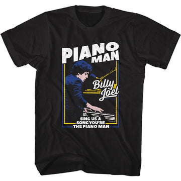 Billy Joel-The Piano Man-Black Adult S/S T-Shirt - Black
