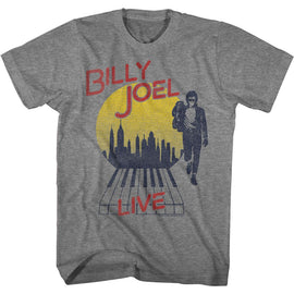 Billy Joel-B Joel Live City-Graphite Heather Adult S/S T-Shirt - Graphite Heather