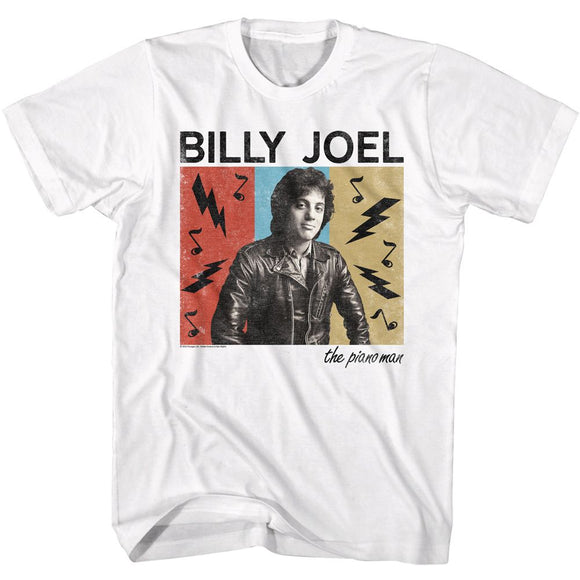 Billy Joel-Billy Joel The Piano Man-White Adult S/S T-Shirt - White
