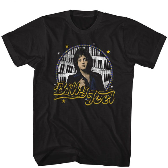 Billy Joel-Billy Joel Stars-Black Adult S/S T-Shirt - Black