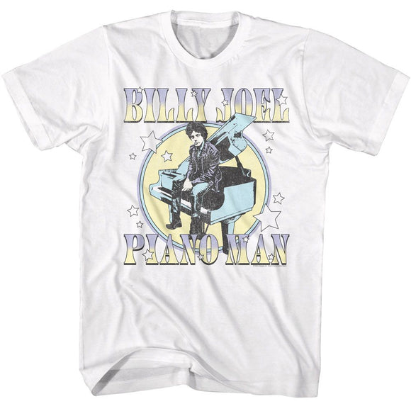 Billy Joel-Billy Joel Pastel Piano Man-White Adult S/S T-Shirt - White