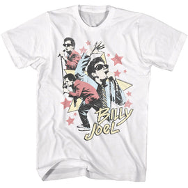 Billy Joel-Billy Joel Stars-White Adult S/S T-Shirt - White