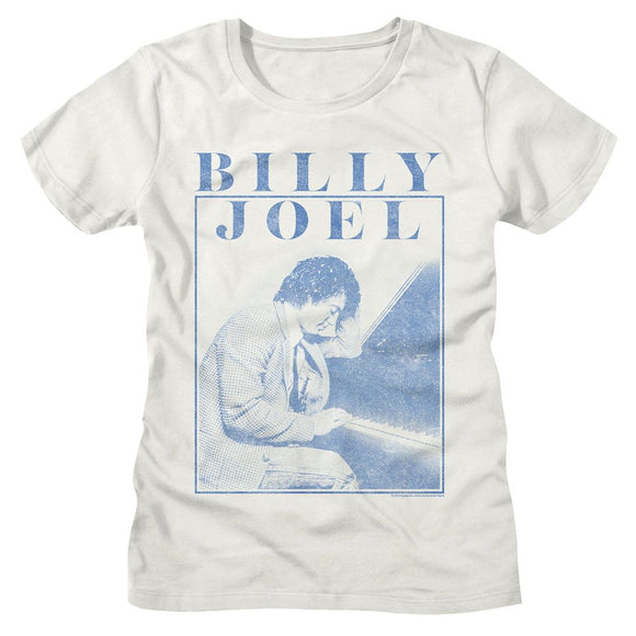 Billy Joel-Billy Joel Playing Piano Photo-Vintage White Ladies S/S T-Shirt - Vintage White