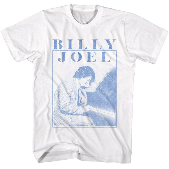 Billy Joel-Billy Joel Playing Piano Photo-White Adult S/S T-Shirt - White