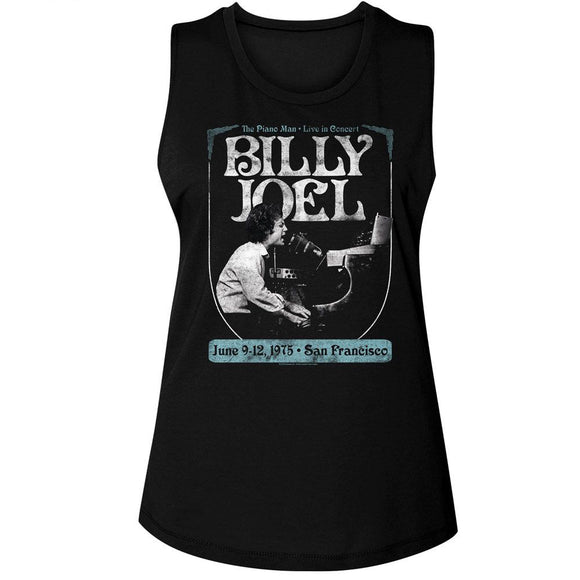 Billy Joel-Billy Joel Poster-Black Ladies Muscle Tank-S - Black