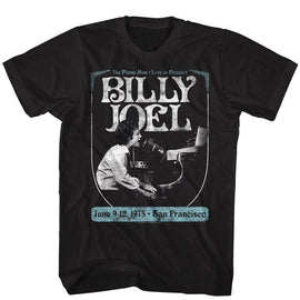 Billy Joel-Billy Joel Poster-Black Adult S/S T-Shirt - Black