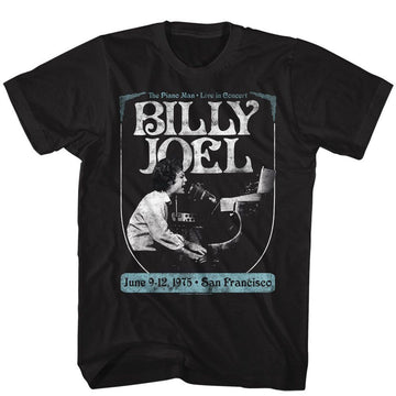 Billy Joel-Billy Joel Poster-Black Adult S/S T-Shirt - Black