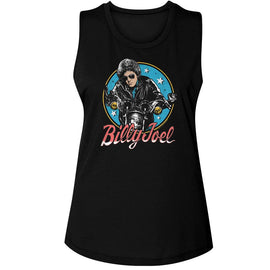 Billy Joel-Billy Joel Bikes And Stars-Black Ladies Muscle Tank-S - Black