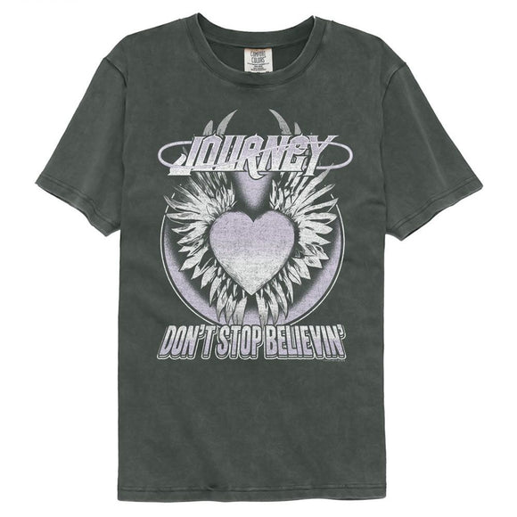 Journey-Journey Dont Stop Believin Heart-Pepper Comfort Color Adult S/S T-Shirt - Pepper