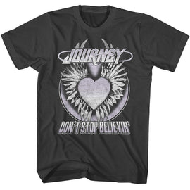 Journey-Journey Dont Stop Believing Heart-Smoke Adult S/S T-Shirt - Smoke