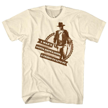 John Wayne-Creed And Code-Natural Adult S/S T-Shirt - Natural